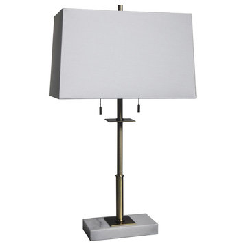 White Marble Base, Antique Brass Body Table Lamp