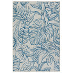 Jaipur Living - Vibe Tropic Indoor/Outdoor Floral Navy/Taupe Runner Rug 2'6"X8' - The Ibis collection brings bold color and the perfect punch of pattern to both indoor and outdoor spaces. These fun, statement-making designs are printed on polyester for a durable, long-lasting quality. The Tropic rug features a tropical plant motif in tones of navy and taupe. The 100% polyester make thrives in low and high traffic areas of the home.