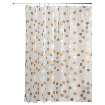 iDesign Gilly Dot PEVA Shower Curtain, 72"x72", Metallic