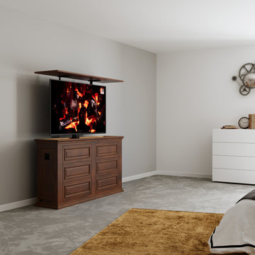 Household wood veneer TV lift cabinet