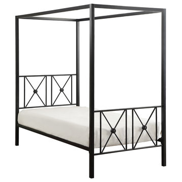 Gable Canopy Metal Platform Bed, Twin