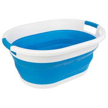 39L Portable Sink Multipurpose Plastic Bin, Hamper, or Ice Bucket, Blue