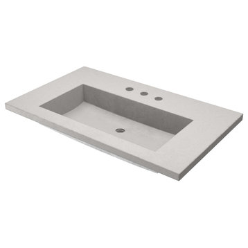 36" Capistrano Vanity Top with Integral Sink, Ash, 8" Widespread Faucet Holes