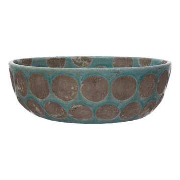 Decorative Terra-cotta Bowl With Wax Relief Dots