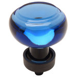 Cosmas - Cosmas 6355ORB Oil Rubbed Bronze and Glass Round Cabinet Knob, Blue Glass - Manufacturer: Cosmas