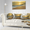 White Waves under Yellow Sunset Modern Beach Throw Pillow, 12"x20"