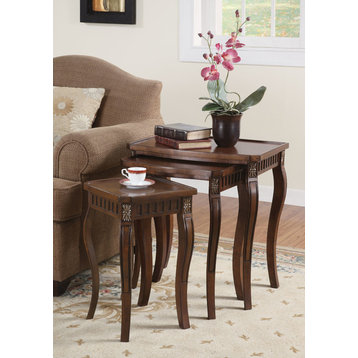 Coaster Daphne 3-Piece Curved Leg Wood Nesting Table in Warm Brown