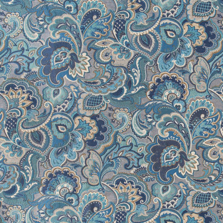 Blue Paisley woven Upholstery Fabric by the Yard