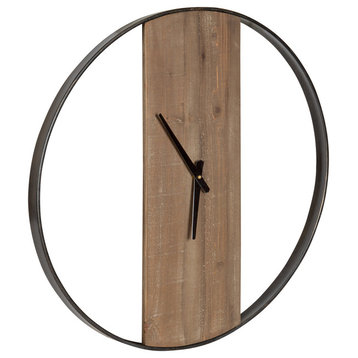 Ladd Round Numberless Wall Clock, Natural/Black 24
