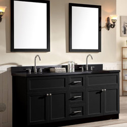 73 inch Transitional Double Sink Bathroom Vanity Set Black Granite Top - Bathroom Vanities And Sink Consoles