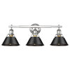 Orwell CH 3 Light Bath Vanity in Chrome with Black Shade