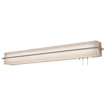 Apex 38" LED Overbed Wall Light, Weathered Gray, Linen White Shade