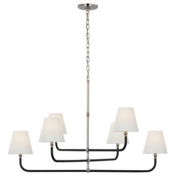 Basden Extra Large Three Tier Chandelier in Polished Nickel and Black Rattan wit