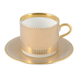 The New English - The New English Benday Gold Latte Cup and Saucer - Cappuccino And Espresso Cups