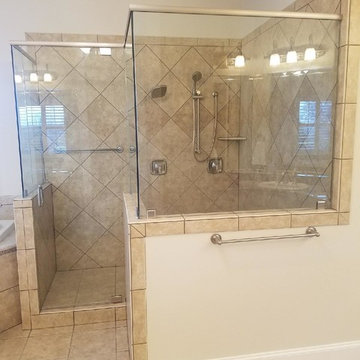 Frameless 3/8" Shower Corner Stall with Headrer