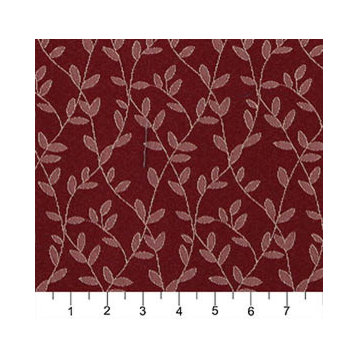Burgundy And Beige Vine Leaves Jacquard Woven Upholstery Fabric By The Yard