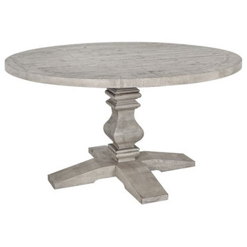 Kosas Home Sagrada 55" Round Solid Pine Wood Dining Table in Sierra Gray