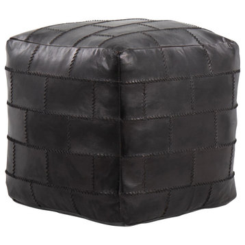 Cobbler Pouf, Black Leather
