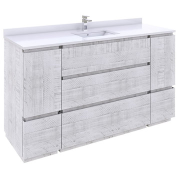 Fresca Formosa Floor Standing Bathroom Vanity, Rustic White, 59", Cabinet Only