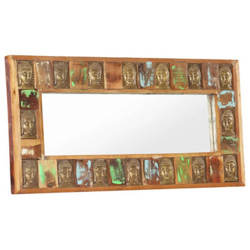vidaXL Mirror Wall Mirror with Buddha Cladding Hall Mirror Solid Reclaimed Wood