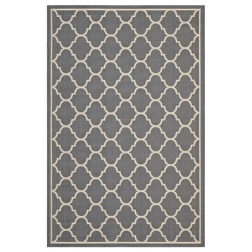 Modway Avena Moroccan Quatrefoil Trellis 5'x8' Indoor and Outdoor Area Rug, Gray