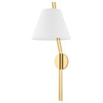 Hudson Valley Lighting - Shokan 1 Light Wall Sconce, Aged Brass - Small adjustments, like using two slender arms instead of one thicker one and angling them forward from the backplate, have a big impact allowing the shade to rest freely against the wall and giving this timeless sconce form a tailored, modern update. Available in Aged Brass. Old Bronze, and Polished Nickel.