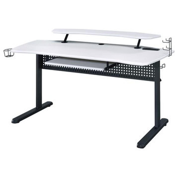 ACME Vildre Wooden Top Gaming Table with USB Port in Black and White
