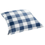 Mozaic Company - Stewart Dark Blue Buffalo Plaid Square Floor Pillow, 26x26 - This wide checkered, white and dark blue buffalo plaid pattern will add the perfect traditional accent to your d��_cor. Adding this versatile outdoor floor pillow will enhance the way guests can be accommodated in any outdoor seating area. Decorated with a classic buffalo plaid pattern, this pillow boasts an eye-catching and decorative design. This pillow is filled with 100 percent recycled fiber and sewn closed, and the exterior is resistant to UV and fading, ensuring a reliable and durable design through long-term outdoor use.