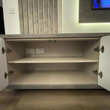 L-shaped Floor TV Unit in Grey Gloss Finish in Watford by Inspired Elements