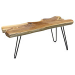 StyleCraft - Baron, Live Edge Coffee Table with Paperclip Legs, Natural, Black Finish - Pairing iron paperclip-style legs with a tabletop made of naturally finished solid teak wood, the Baron Coffee Table is a rustic piece perfect for a cabin or home with lodge-inspired decor. Every table is completely unique due to the natural shape and color differences of each unique piece of teak wood. With the wood tabletop's colors of brown, tan, beige, and cream, this rustic coffee table is an eye-catching addition to any room.