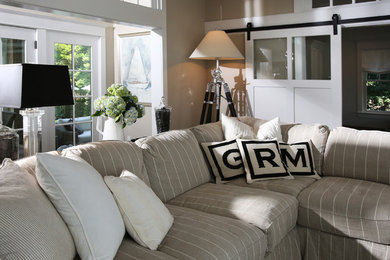 Example of a beach style living room design in Philadelphia