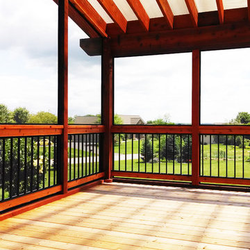 Cedar Pergola covered Cedar deck with Polycarbonate roof