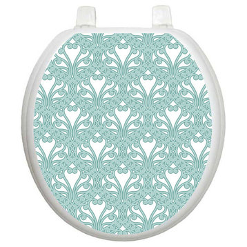 Queen Ann's Lace Toilet Tattoos Seat Cover, Vinyl Lid Decal, Bathroom Decor, Round