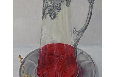 Натюрморт "Кувшин с красным вином" масло, холст, 60х30, 2016