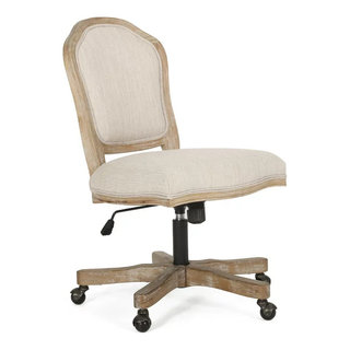 French Country Office Chair, Armless Padded Fabric Seat - French ...
