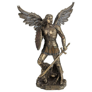 St Michael Standing On Demon With Sword and Shield, Religious Statue