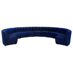 Meridian Furniture - Limitless Velvet Upholstered 11-Piece Modular Sectional, Navy - Invest in your home's comfort with this Limitless 11 Piece Sectional. This modular unit offers tons of flexibility in the number of ways that you can put each piece in the Limitless collection together to get the ideal customized look. Upholstered in navy velvet, this beautiful piece is soft and cool to the touch, so you can feel comfortable from every angle. Button and channel tufting add to this unit's upscale look and contemporary charm.