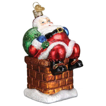 Old World Christmas 40297 Chimney Stop Santa Blown Glass Ornament