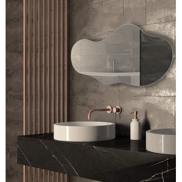 Asymmetrical Mirror, Decorative Irregular Cloud Mirror, Black, 36x20