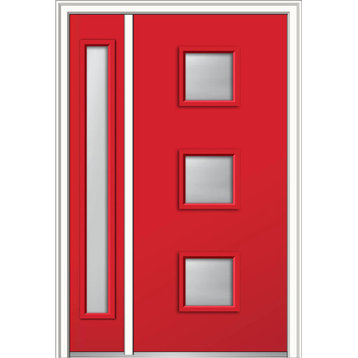Clear 3-Lite Square Steel Door With Sidelite, 51"x81.75" Left Hand In-Swing