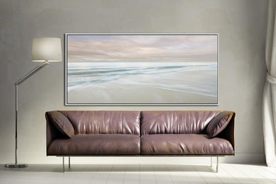 Living room - contemporary living room idea in Los Angeles with beige walls
