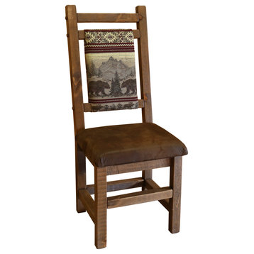 Dining Room Chair with Upholstered Seat and Back, Early American, Bear Run and Palomino Tobacco