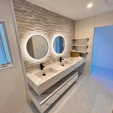 Complete Ensuite Bathroom Finished Overview – Floating Double Vanity