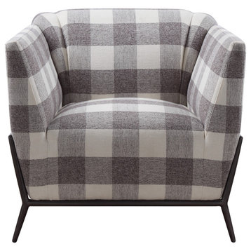 ACME Eben Accent Chair, Pattern Fabric and Cherry