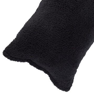 Soft Sherpa Pillowcase, Zipper, Black