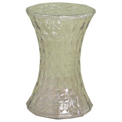 Contemporary Side Tables And End Tables Baxton Studio Clear Textured Acrylic Hourglass Accent Table