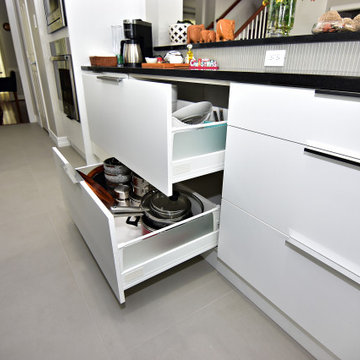 European Style Matte White and Matte Gray Kitchen