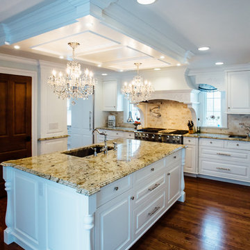 White Kitchen with Blue China Hutch