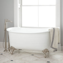 59" HOLMSTEN CAST IRON SLIPPER CLAWFOOT TUB - OIL RUBBED BRONZE BALL & CLAW FEET - Bathtubs