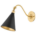Hudson Valley Lighting - Osterley 1 Light Sconce, Aged/Antique Distressed Bronze - Osterly's simple, yet striking cone silhouette makes it both elegant and useable. The shade's Aged Brass inside contrasts beautifully with the Distressed Bronze outside. Hang the pendant in multiples over kitchen islands, dining tables and down hallways, or use alone to light a smaller space. Both sconces articulate making them ideal bedside or in a cozy reading nook. Part of our Mark D. Sikes collection.